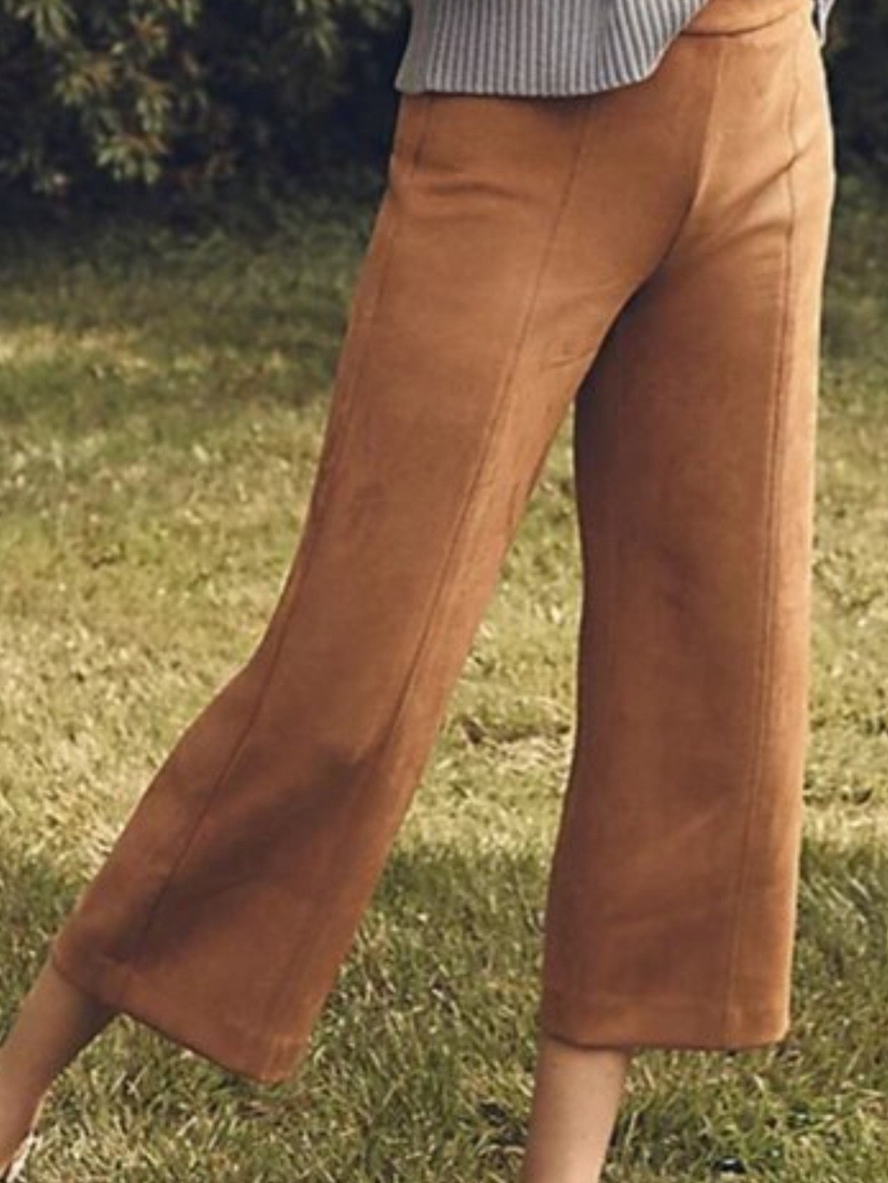 NWT Ann Taylor Faux Suede Cropped Wide-Leg Pants in Camel Brown
